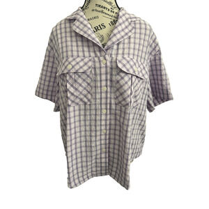 Top Shop Women’s Short Sleeve Blouse Size 4 Purple Plaid